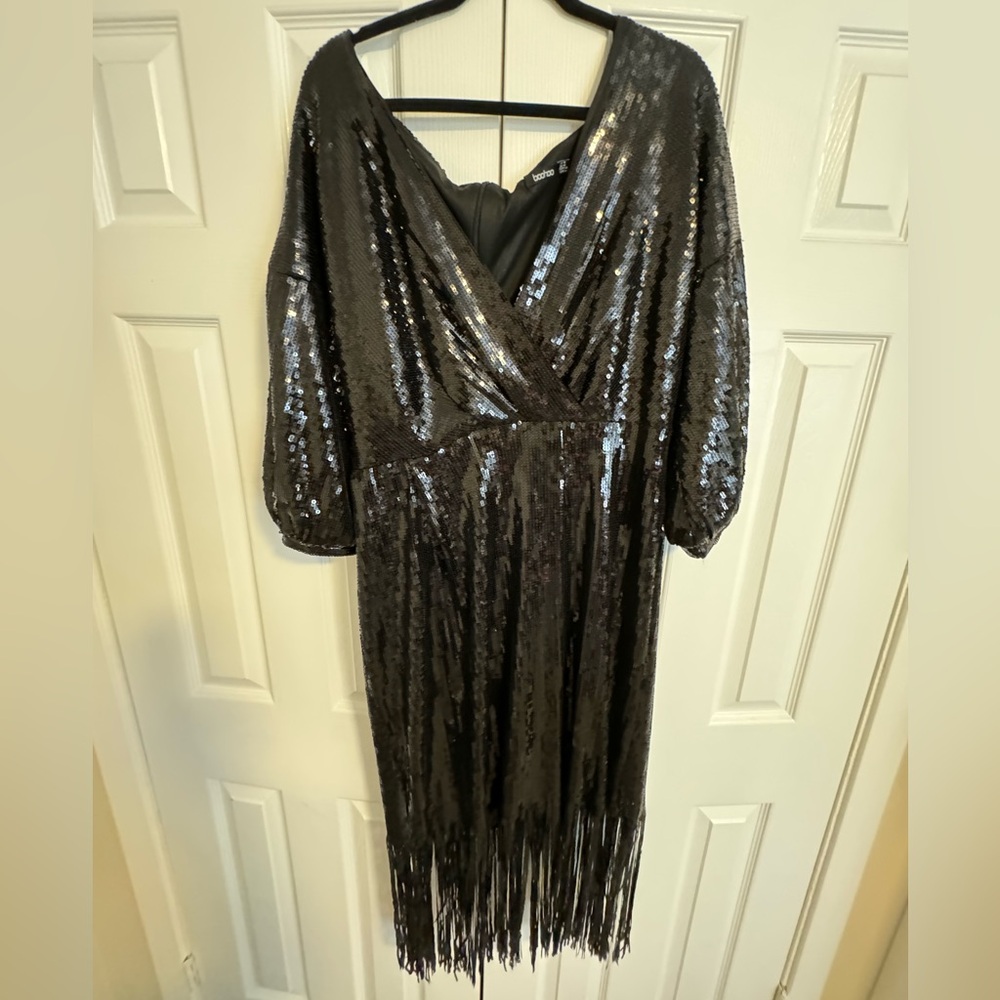 Boohoo - Black Sequin Fringe Dress